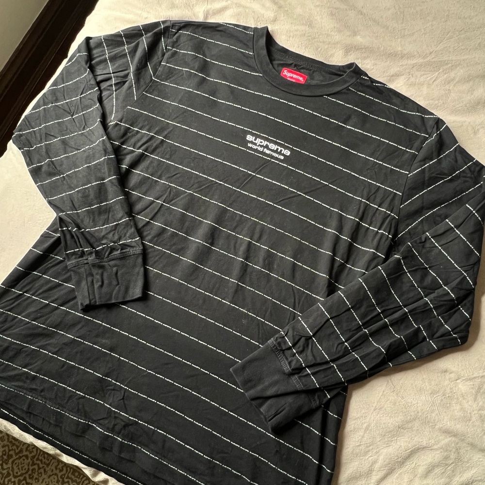 Supreme Logo Stripe L/S Top Black